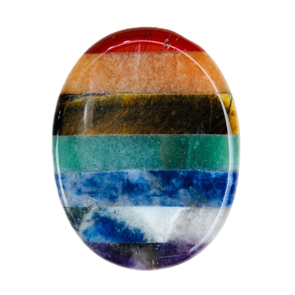7 Chakra Rainbow worry stone palm stone thumb stone rock healing crystals - Picture 4 of 10